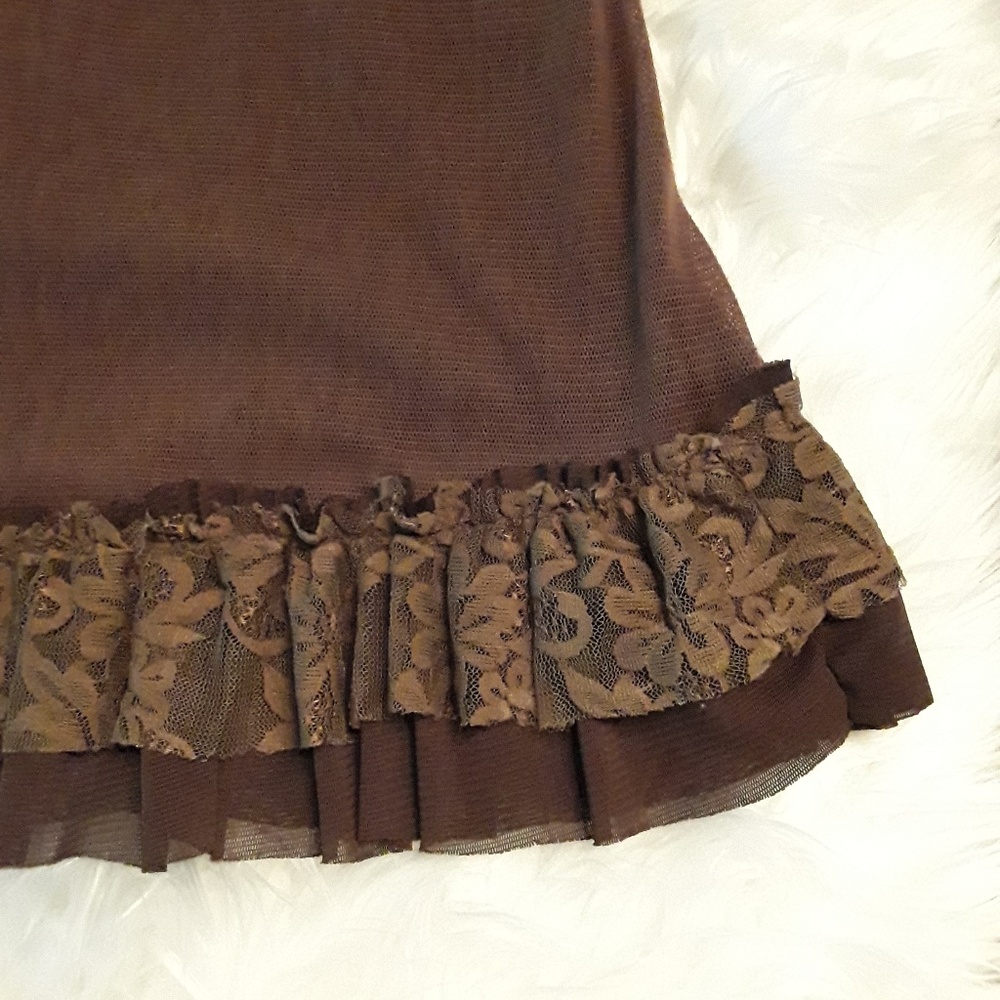 Brown Tank with Lace Ruffle - Picture 6 of 6